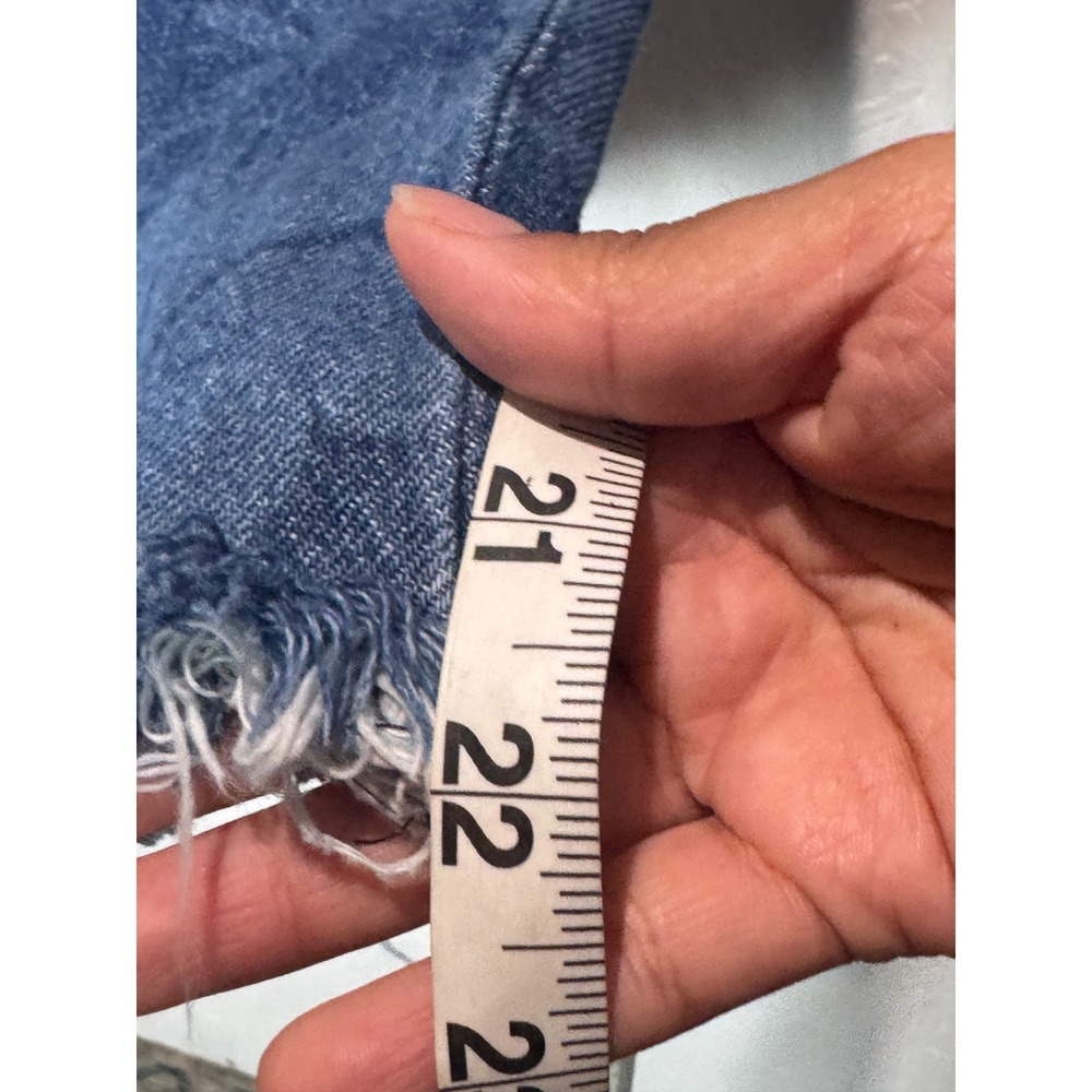 Pilcro Adi Crop Mid-Rise Flare Jeans Blue Floral Hibiscus Print Raw Hem 29 - Picture 5 of 8